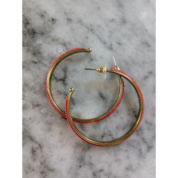 Women's Hoop Earrings Red Gold One Size - Picture 3 of 5